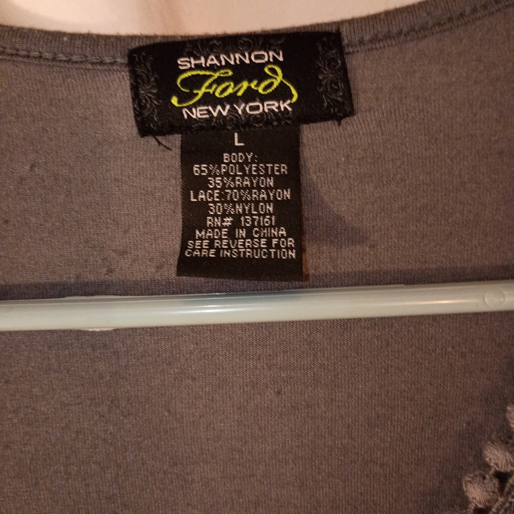 Ford Charcoal Lace V-Neck Blouse - Picture 4 of 4